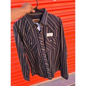 Jaripeo Mens Western Pearl Snap Shirt XL Black Striped Cowboy Rodeo Long Sleeve